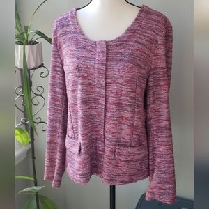 J. Crew Pink Purple Tweed Zip Up Blazer Jacket Size XL